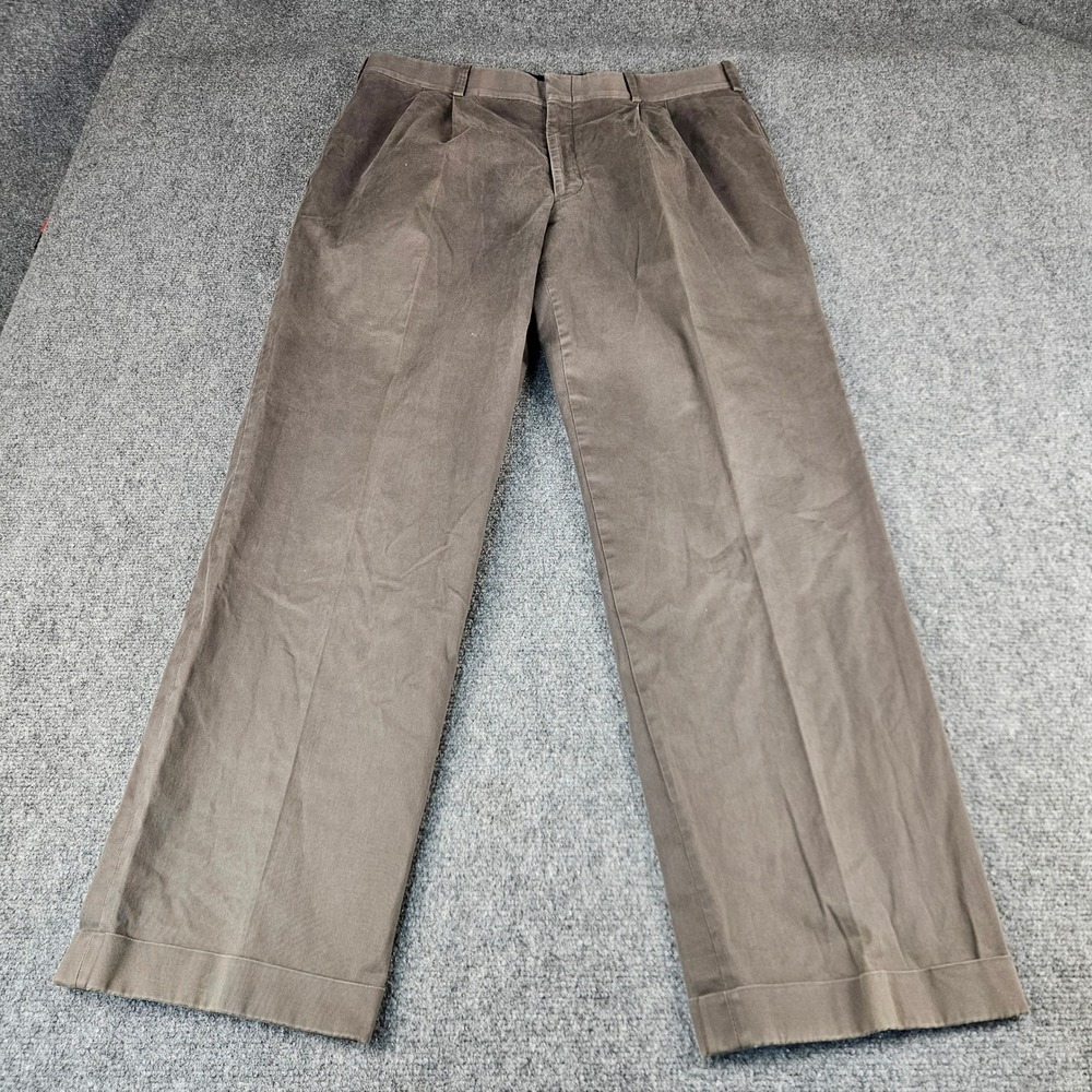 Tom James Corporate Image Mens Pleated Dress Pants Gray Tailored‎ USA 38x30
